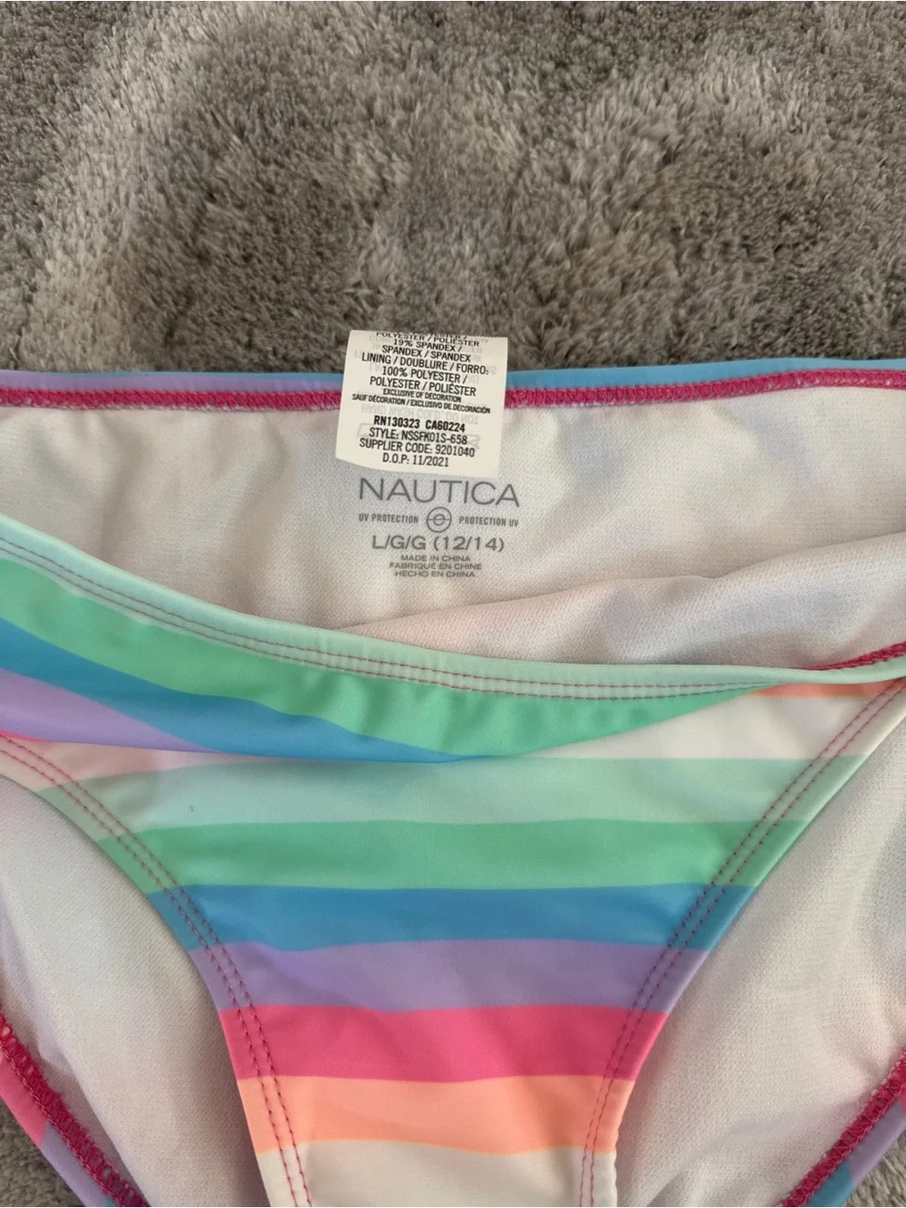 Nautica Rainbow Striped Sunset Rashguard & Bottom Swim Set